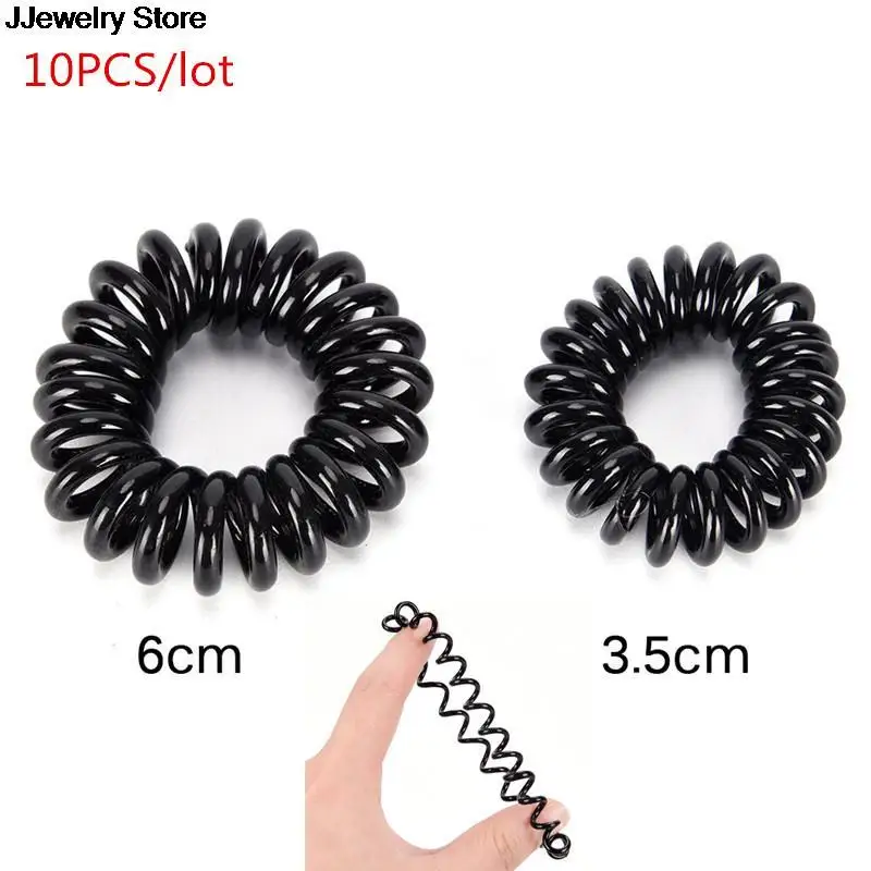 Top Trends: 10PCS / lot Rubber Band Headwear Rope Spiral Shape Elastic Hair Bands Girls Hair Accessories Hair Ties Gum Telephone Wire Shoppable Styles