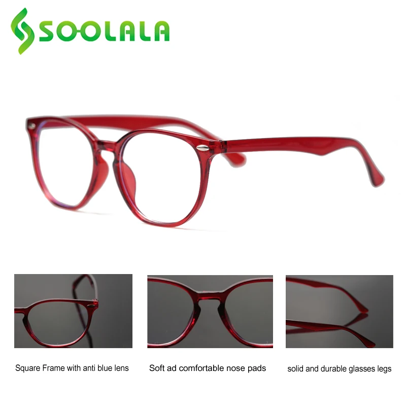 Top Trends: SOOLALA Square Ultralight Anti Blue Light Reading Glasses Women Men Computer Frame Farsighted Presbyopic Glasses + 0.5 + 0.75 Shoppable Styles - Image 4