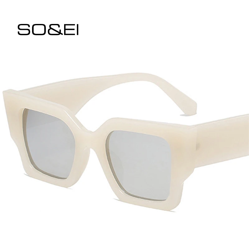 Top Trends: SO&EI Retro Irregular Square Sunglasses Women Jelly White Shades UV400 Fashion Men Polygon Cat Eye Leopard Sun Glasses Shoppable Styles