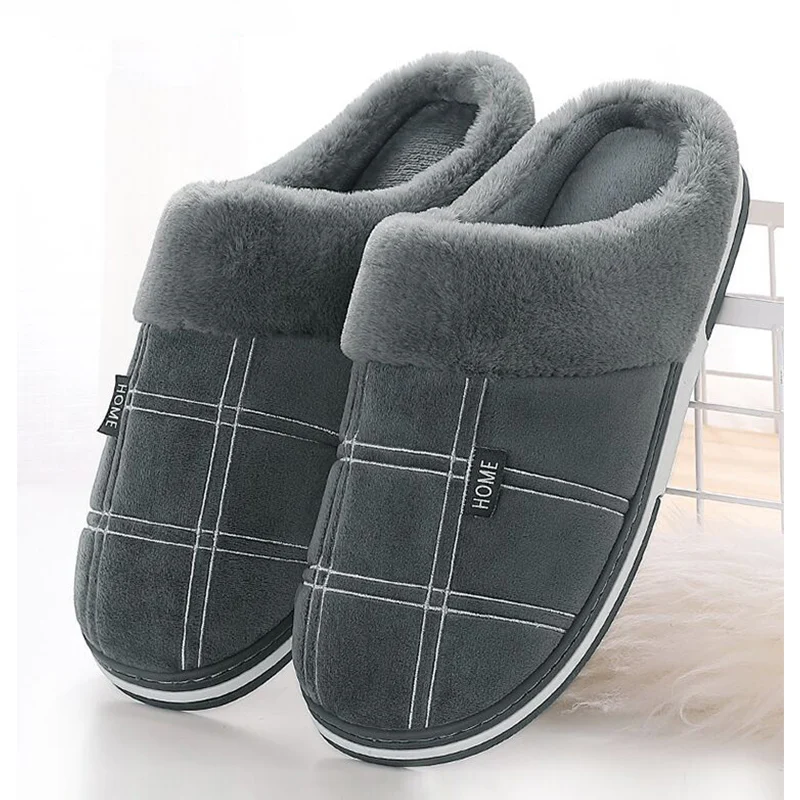 Top Trends: Plaid Men Shoes Winter Slippers Suede Gingham Plush Velvet Indoor Shoes For Men Warm Home Slippers 2022 Non Slip Male Slipper Shoppable Styles