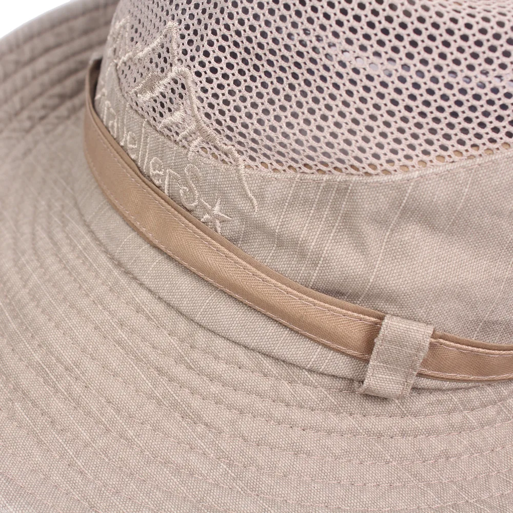 Top Trends: Outdoor Bucket Hat Men Summer Breathable Panama Cap Cotton Jungle Fishing Mesh Hat Hiking Beach Sun Protector Caps For Men's Shoppable Styles - Image 6