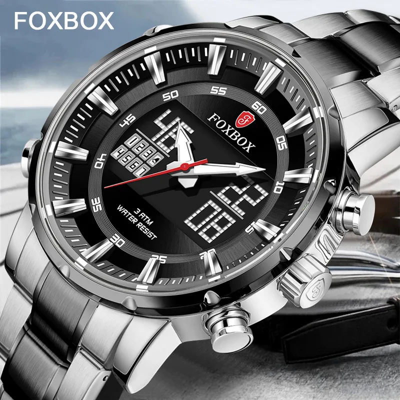 Top Trends: Relogio Masculino FOXBOX Top Brand Men Watches Fashion Luxury Quartz Watch Mens Military Chronograph Sports Wristwatch Clock New Shoppable Styles