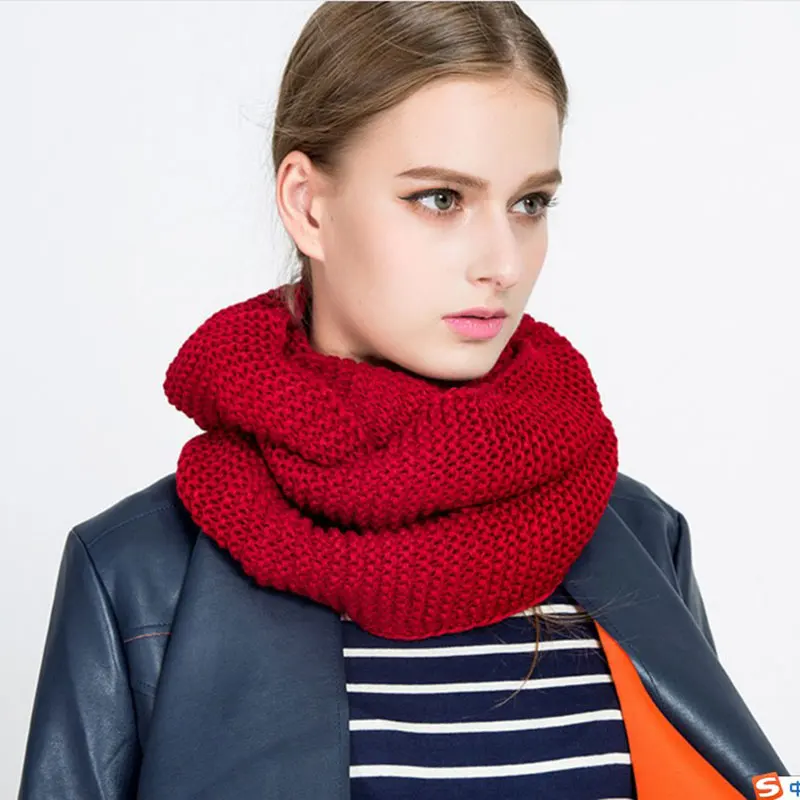 Top Trends: Chunky Circle Knitted Scarf For Women Snood Scarf Ring Acrylic Solid Neckerchief Warm Thick Winter New Fashion 2023 Shoppable Styles