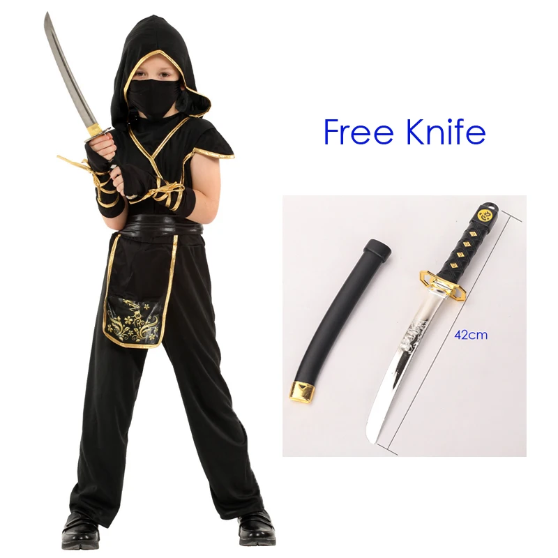 Top Trends: Kids Child Japan Samurai Black Gold Ninja Boy Costume Cosplay For Boys Carnival Purim Halloween Costumes Fancy Dress Shoppable Styles