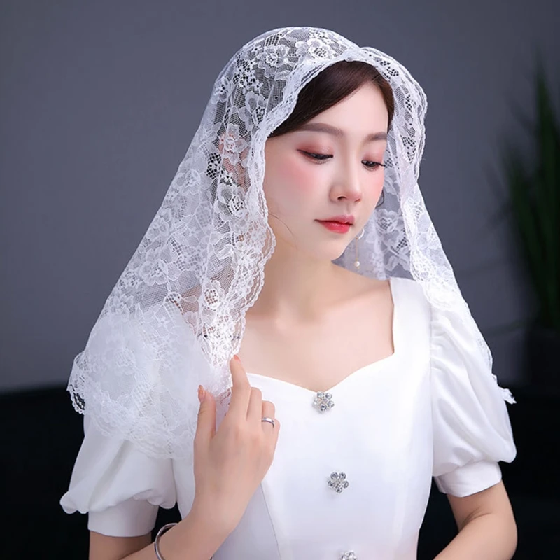 Top Trends: Chapel Veil Mantilla Veils Latin Mass Flower Embroidered Head Covering Lace Edge Scarf For Confirmation Baptism 2 Colors Shoppable Styles