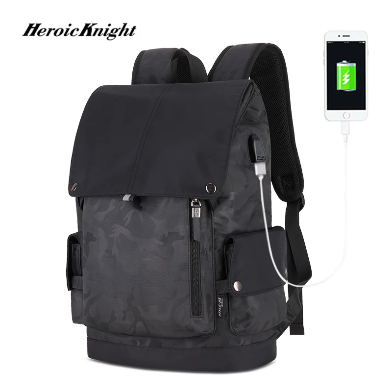 Top Trends: Heroic Knigh Fashion Men Backpack Waterproof Male Camouflage Black Large Capacity Backpack USB Charging Outdoor Travel Mochilas Shoppable Styles