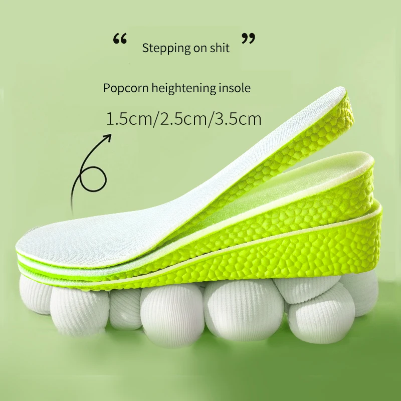 Top Trends: 1.5-3.5cm Invisible Height Increase Insoles Green Memory Foam Shoes Sole Pad Breathable Comfortable For Men Women Feet Care Shoppable Styles