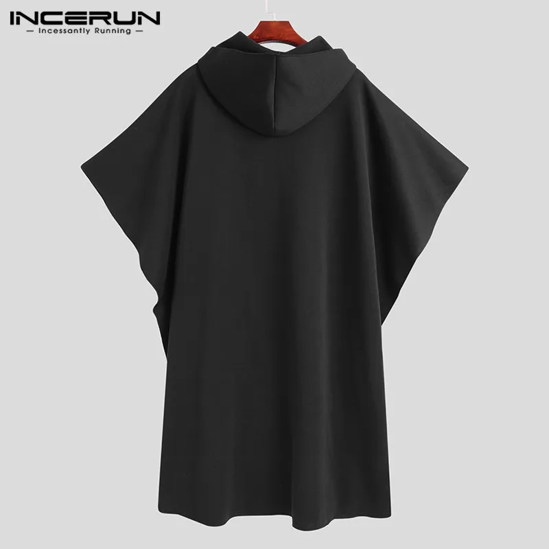 Top Trends: Fashion Men Cloak Coats Hooded Solid Loose 2023 Streetwear Punk Windproof Men's Trench Chic Winter Long Cape Poncho INCERUN Shoppable Styles - Image 6