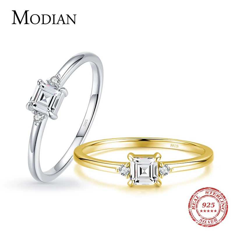 Top Trends: Modian Classic Square Ring Charm 925 Sterling Silver Emerald Cut Zircon Finger Rings For Women Wedding Fine Jewelry Wiht Box Shoppable Styles