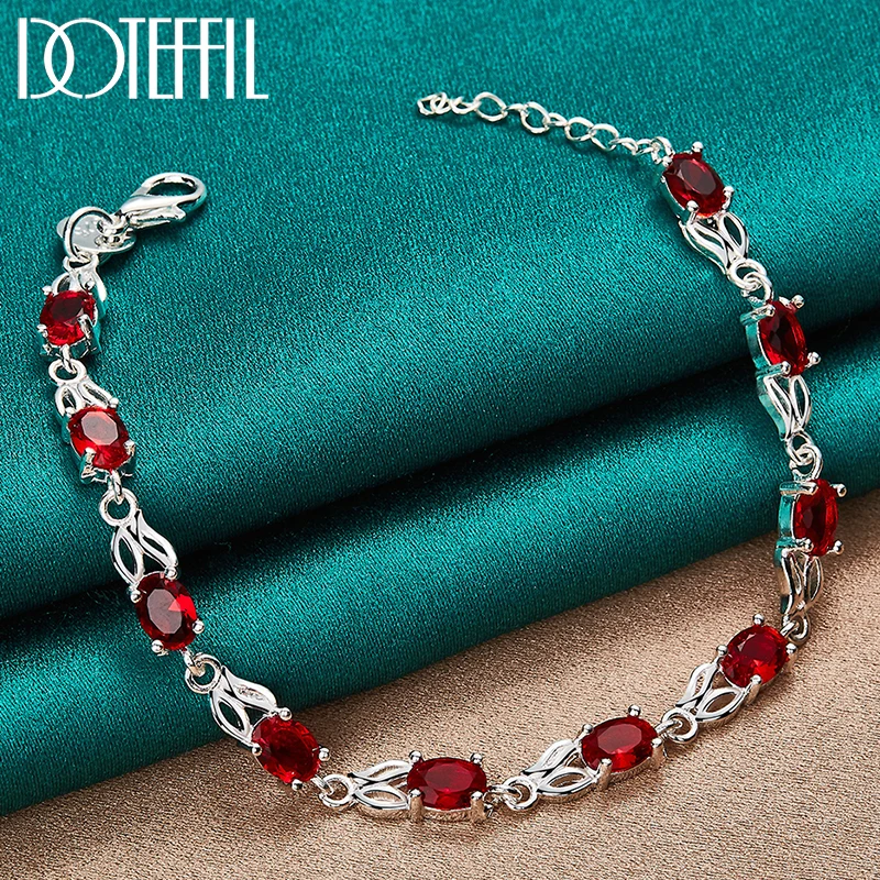 Top Trends: DOTEFFIL 925 Sterling Silver Charm Red AAA Zircon Bracelet Chain For Women Wedding Engagement Party Fashion Jewelry Shoppable Styles