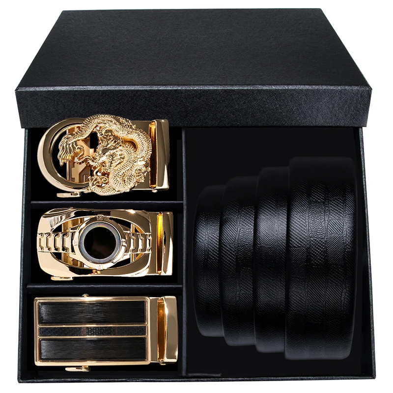 Top Trends: DiBanGu Famous Brand Box Belt Men Gift High Quality Cowhide Genuine Leather Men's Belt Fashion Gold Buckle Design Belt Automatic Shoppable Styles - Image 2