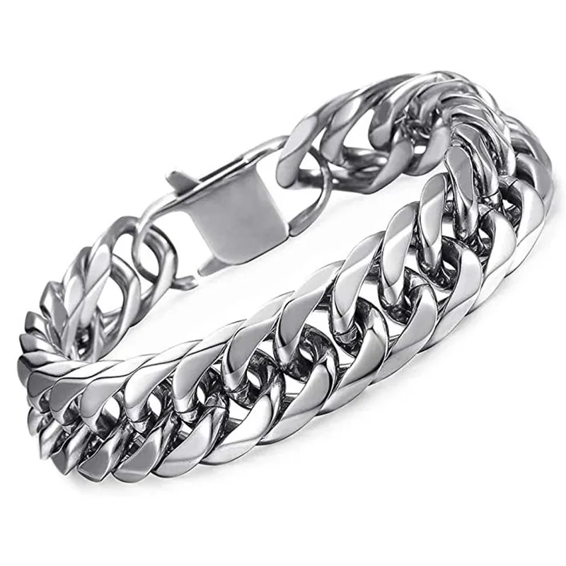 Top Trends: HNSP-Thick Stainless Steel Bracelet For Men, Hand Chain, Punk Male Bracelets, Jewelry Accessories, Gift, 8mm-14mm Wide Shoppable Styles