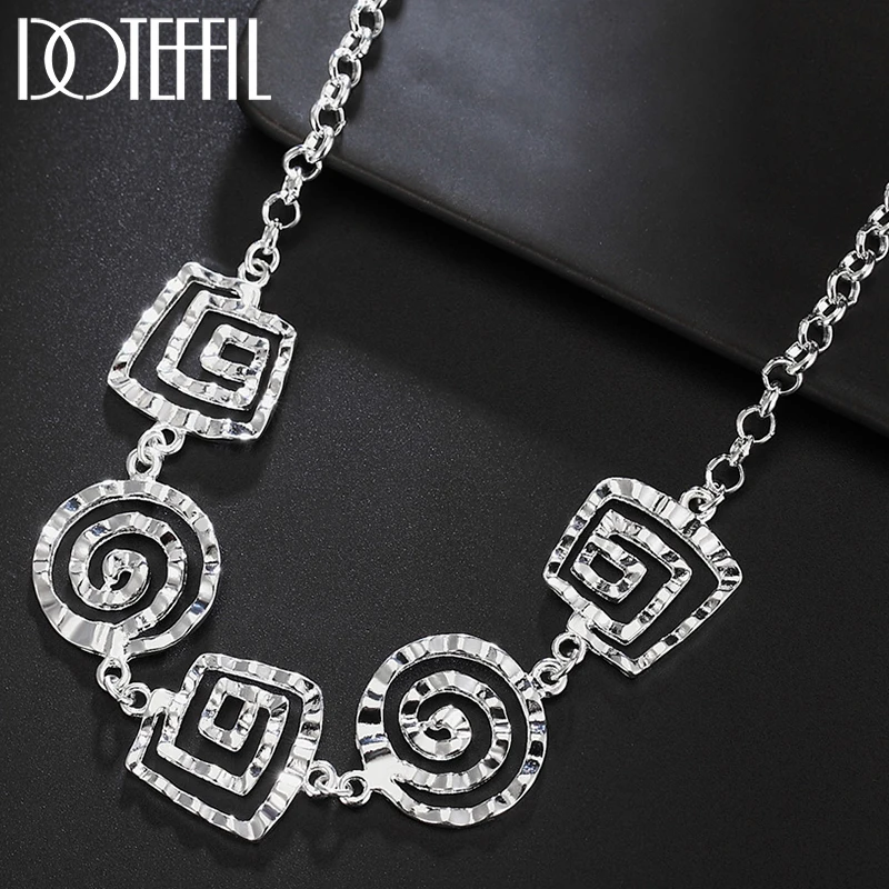 Top Trends: DOTEFFIL 925 Sterling Silver 20 Inch Hollow Thread Pendant Necklace For Women Fashion Wedding Party Charm Jewelry Shoppable Styles