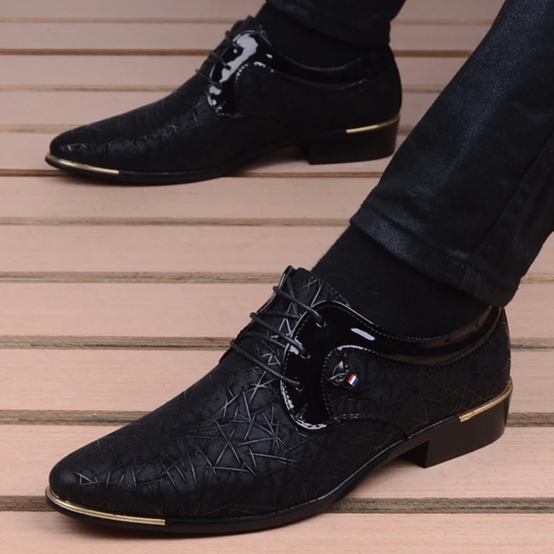 Top Trends: Men's Dress Shoe Clould Patent Leather Men Wedding Oxford Shoes Lace-Up Office Suit Men's Casual Shoes Zapatillas Hombre Shoppable Styles