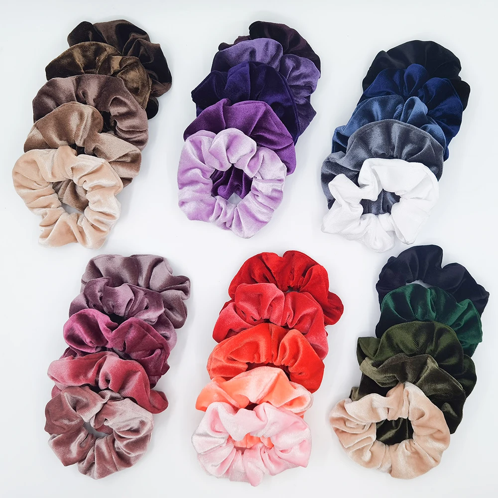 Top Trends: 5PCS / Set Velvet Scrunchies Elastic Rubber Hair Bands Women Girls Soft Solid Headbands Ponytail Holder Hair Rope Tie Accessories Shoppable Styles