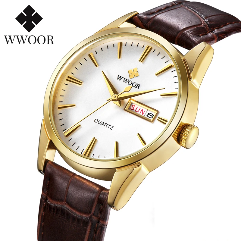 Top Trends: WWOOR Watch Men Top Brand Mens Classic Luxury Watches Leather Casual Business Quartz Wrist Watch Men Waterproof Date Clock Gifts Shoppable Styles