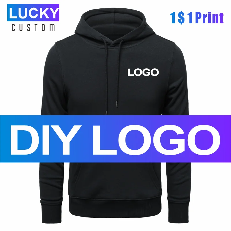 Top Trends: Men's Knit Terry Hooded Pullover Custom Printed Embroidered Logo High Quality Sweatshirt 3XL Shoppable Styles