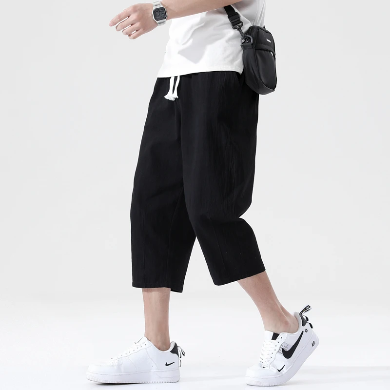 Top Trends: Summer Casual Breeches Men&#039;s Wild Cotton And Linen Loose Linen Pants Korean Style Trend Nine-point Straight Trousers Plus Size Shoppable Styles