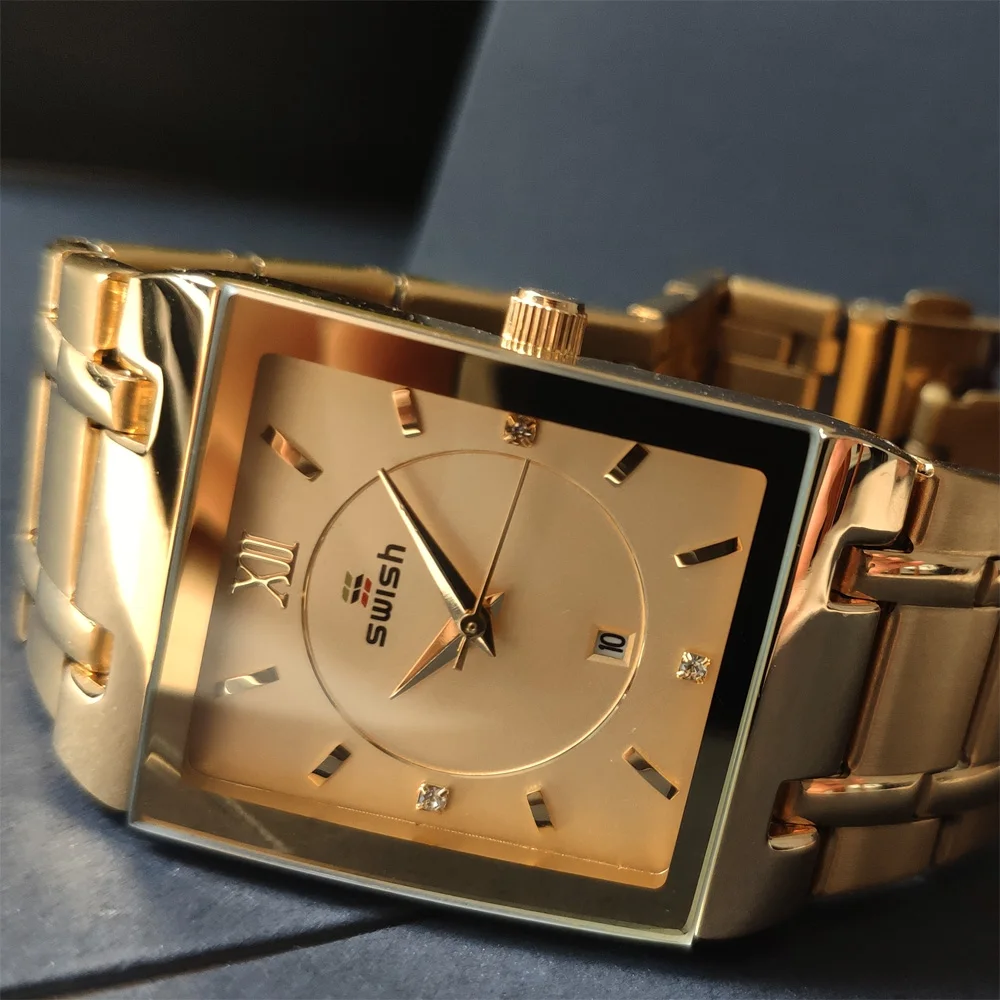 Top Trends: Top Relogio Feminino Luxo Golden Bracelet Watches Women Fashion Square Quartz Watch Ladies Diamond Watch Female Top Brand Luxury Shoppable Styles