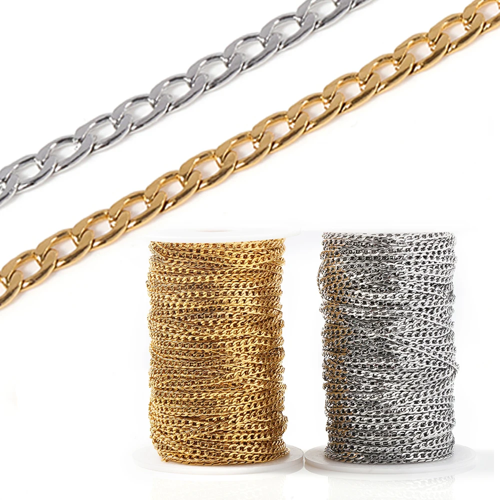 Top Trends: 3mm Stainless Steel Gold Chain Necklace Chains Curb Link Chain Jewelry Chains For Handmade Bracelet Making DIY Wholesale Shoppable Styles