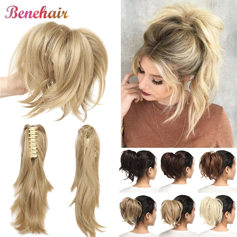 Top Trends: BENEHAIR Synthetic Hair Bun Claw Ponytail Clip In Hair Extensions Fake Hair Hairpiece For Women Ponytail Hair Wavy Messy Bun Shoppable Styles