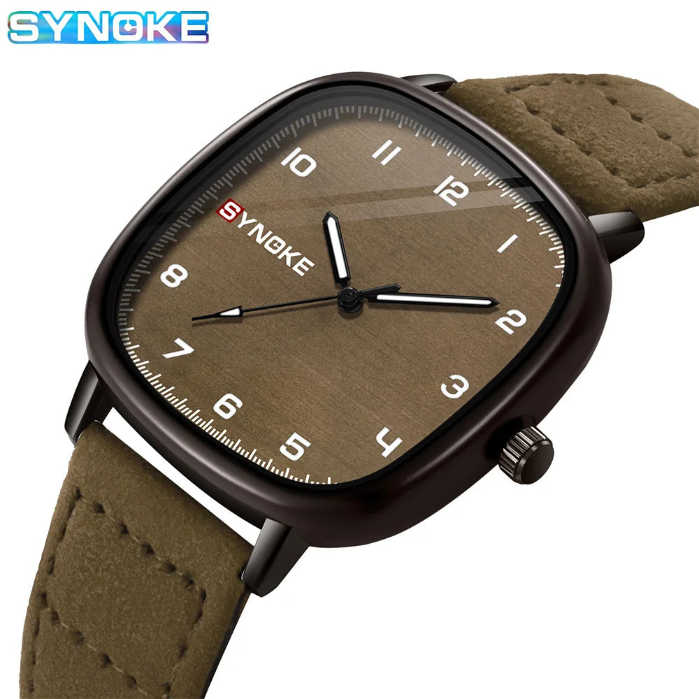 Top Trends: Quartz Watches Waterproof SYNOKE Brand Luxury Leather Strap Japanese Movement Military Watch Men Relogio Masculino Shoppable Styles