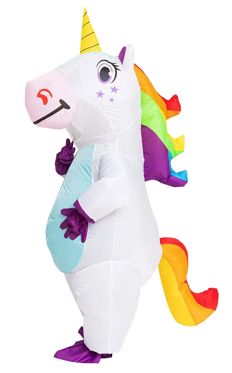 Top Trends: Inflatable Unicorn Costume Adult Kids Rainbow Halloween Costumes For Wommen Men Adult Carnival Mascot Purim Christmas Cosplay Shoppable Styles