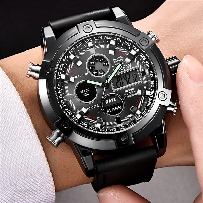 Top Trends: XINEW Brand Chronograph Business Watch For Men Fashion Leather Band Alarm Stopwatch Multi-function Movement Electronic Clock Shoppable Styles - Image 2