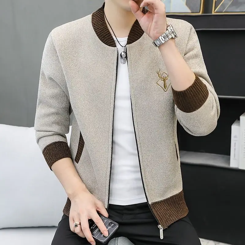 Top Trends: Fashion Knitted Pockets Zipper Embroidery Cardigan Sweaters Men's Clothing 2023 Winter New Oversized All-match Warm Tops Shoppable Styles