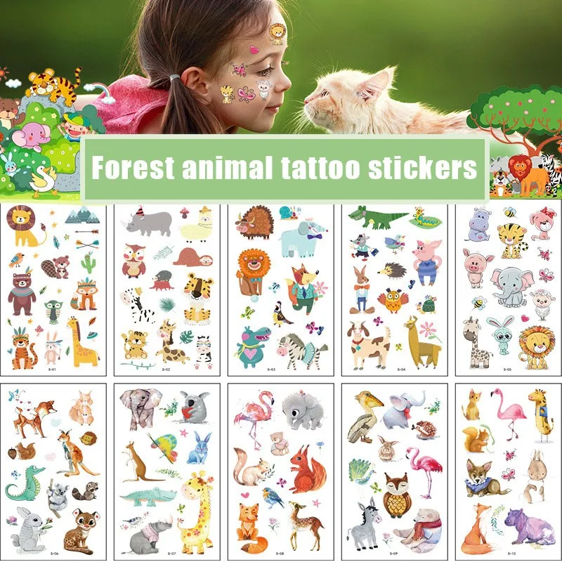 Top Trends: 10 Pack Fake Tattoo Stickers Cartoon Temporary Tattoos Kids Arm Tattoos For Kids Forest Animal Fun Party Tattoo Stickers Shoppable Styles