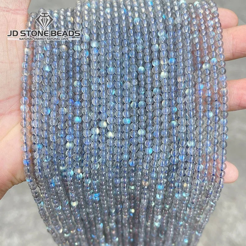 Top Trends: 3 4mm Natural Gray Moonstone Beads Shiny Labradorite Jasper Gemstone Small Tiny Bead For Jewelry Making Diy Bracelet Necklace Shoppable Styles