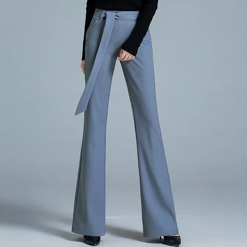 Top Trends: Office Lady Elegant All-match Straight Pants Spring Autumn Lace-up Bow High Waist Loose Fashion Women Oversize Casual Trousers Shoppable Styles