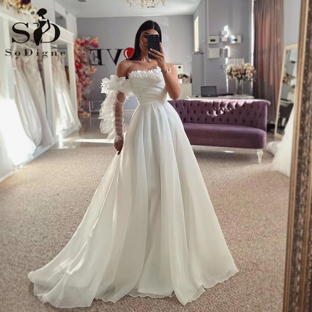 Top Trends: SoDigne Modern 2024 Wedding Dress One Shoulder Bridal Dress A Line Pleats Wedding Gowns Bespoke Bride Dress Shoppable Styles