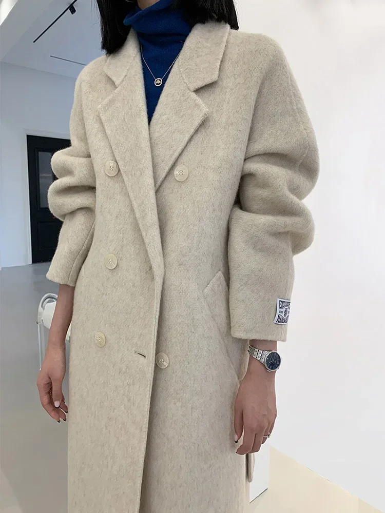 Top Trends: New High-end Women Wool Herringbone Loose Double-sided Wool Coat Temperament Handmade Natural Wool Fashion Jacket Autumn Winter Shoppable Styles