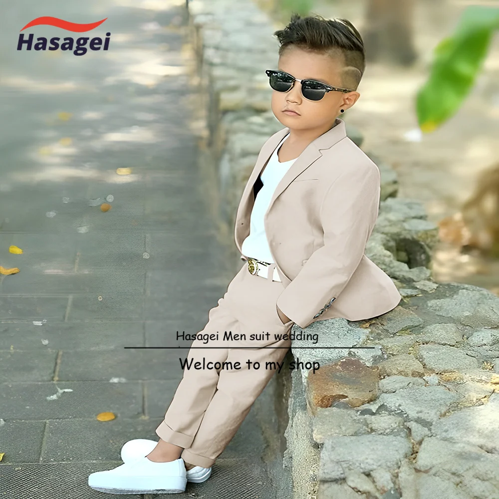 Top Trends: Linen Men's Suit 2 Piece Wedding Kids Tuxedo 2-16 Years Old Customized Blazer Khaki Clothes Shoppable Styles