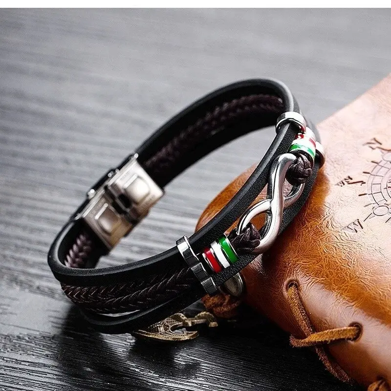 Top Trends: Daily Wear Multilayer Braided Leather Wrap Bracelet Mature Men's Cool Trend Casual Folding Buckle Bracelet Jewelry Shoppable Styles - Image 4