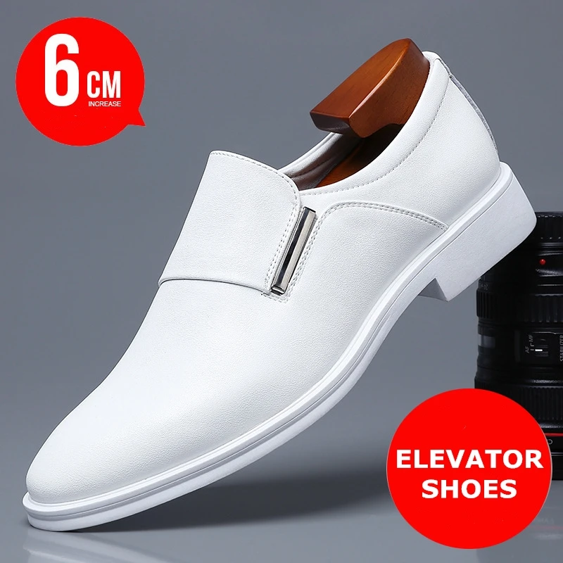 Top Trends: Men 6cm / Flat Leather Shoes Lift Loafers Slip-on Business Elevator Dress Shoes Comfortable Driving Height Shoes Zapatos De Hombre Shoppable Styles