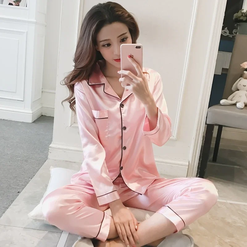 Top Trends: Silk Pajamas Plus Size Women Solid Cute Pajamas For Women Summer Nightwear Pajama Two Piece Set Satin Silk Pyjamas Loungewear Shoppable Styles