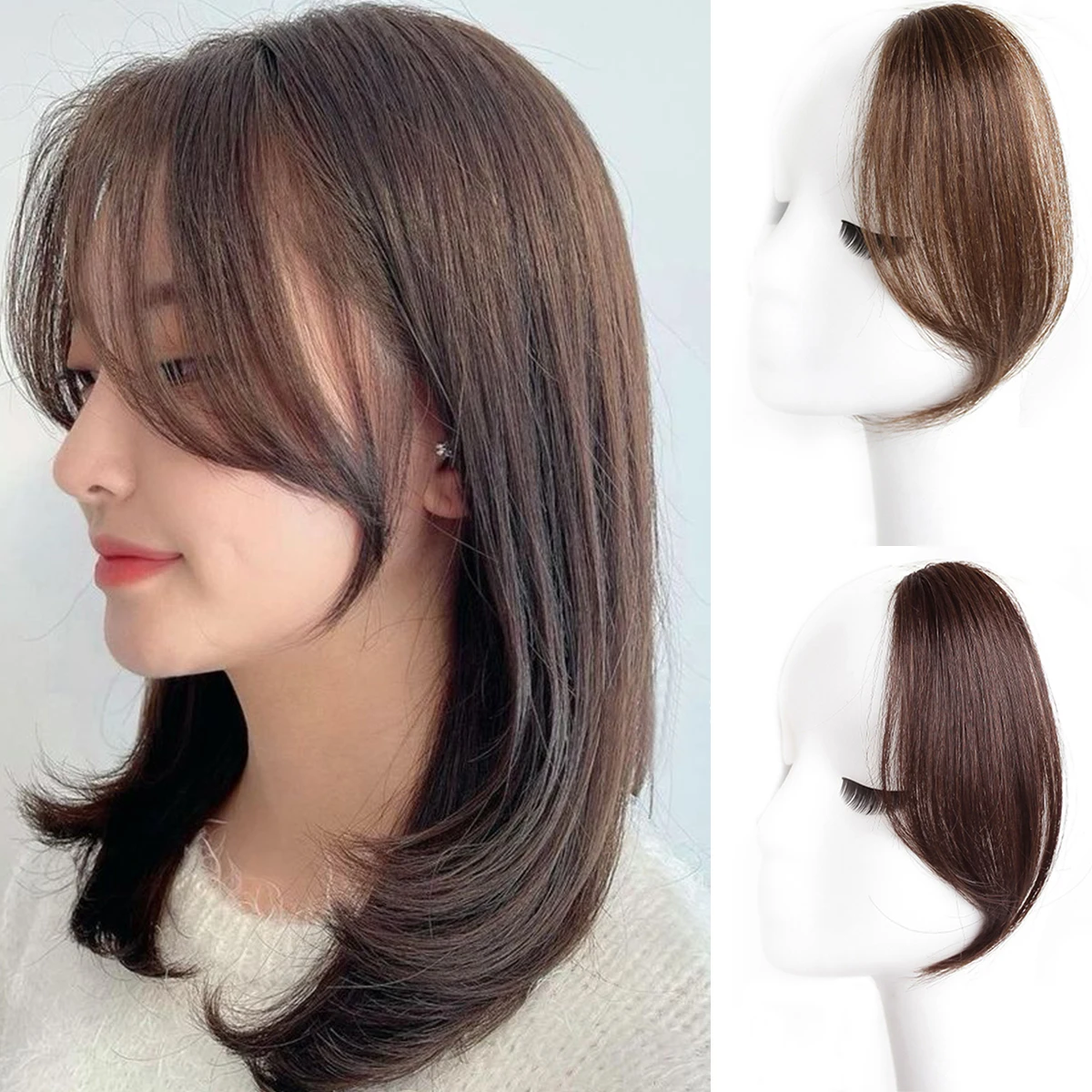 Top Trends: QUEENYANG Synthetic Bangs Mid-Section Bangs Hair Extension Clip On The Front Bangs Synthetic French Mid-Section Wig Bangs Shoppable Styles