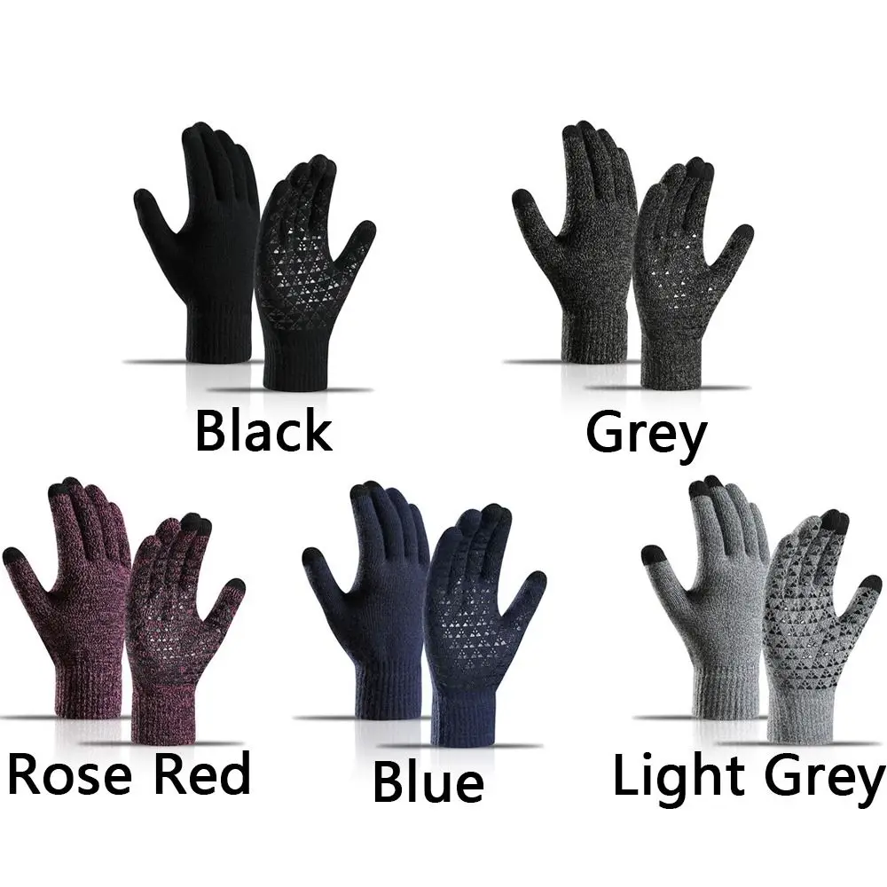 Top Trends: Winter Men Knitted Gloves Touchscreen High Quality Male Mitten Thicken Warm Wool Cashmere Solid Men Business Gloves Keep Warm Shoppable Styles - Image 5