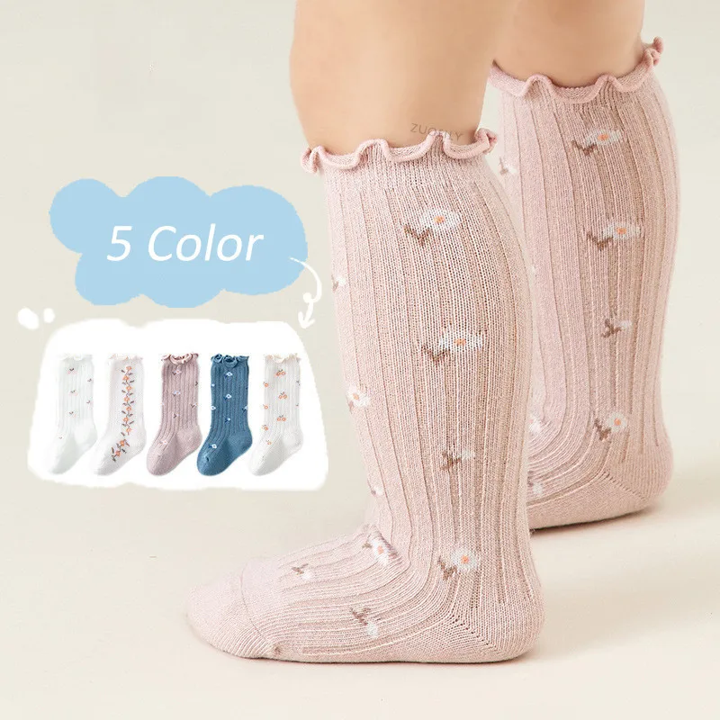 Top Trends: 4 Pairs / lot Girl Socks Cute Cotton Baby Knee Socks Newborn Long Tube Kids Children Soft High Sock Toddler Leg Warmers Socken Shoppable Styles