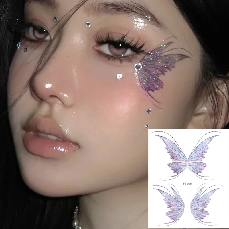 Top Trends: Music Festival Glitter Butterfly Temporary Tattoo Stickers Shiny Wings Fake Tattoo Waterproof Hand Body Art Festival Face Makeup Shoppable Styles - Image 2