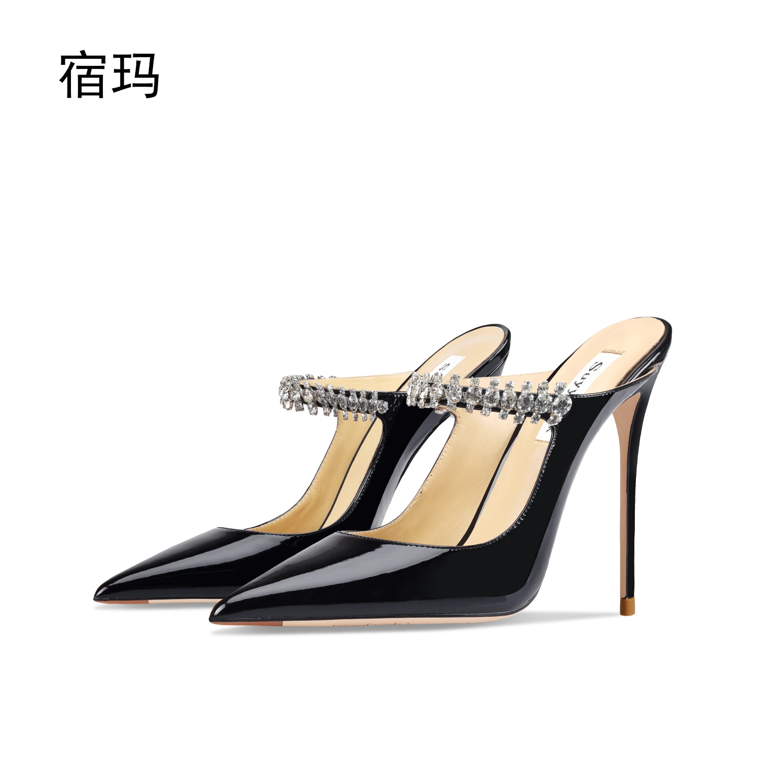 Top Trends: 2023 Summer Women Sandals High Heel Slippers Crystal Decoration Pointed Toe Back Strap Elastic Band Elegant Fashion Shoes Ladies Shoppable Styles