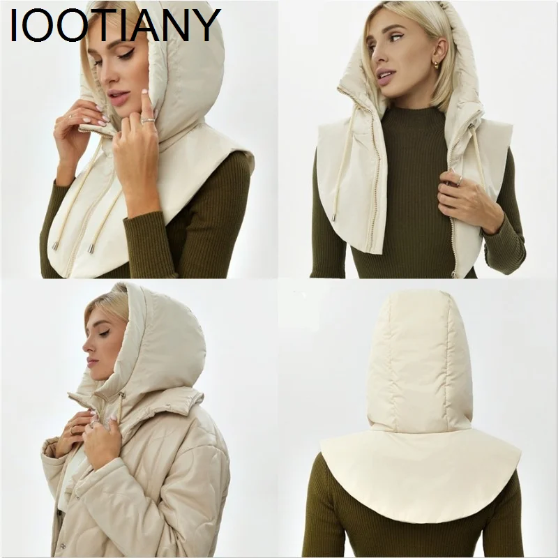 Top Trends: Ring Scarf Neck Zippper Drawstring Coat Scarf Women Men Balaclava Hats Warm Short Waistcoat Winter Ultralight Down Hooded Hats Shoppable Styles