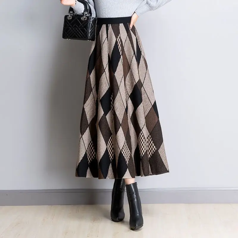 Top Trends: Spring And Autumn High Quality Woolen Half Skirt Versatile Over Knee Slim Casual Office Mid Length A-line Large Swing Skirt Shoppable Styles