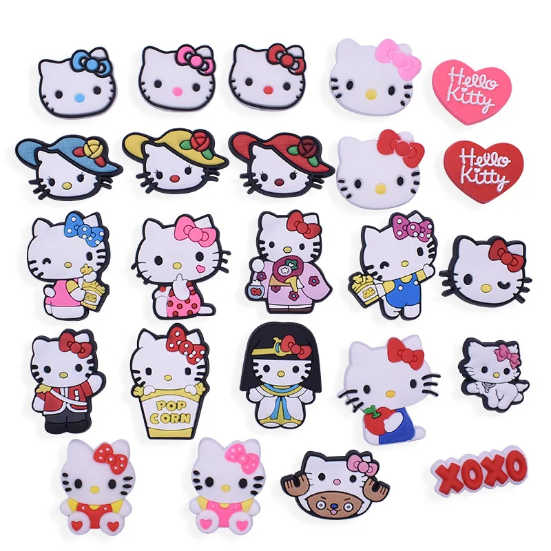 Top Trends: Single Sale 1pcs Hello Kitty Cartoon Cute PVC Craft Shoe Buckle Novelty Charms DIY Slippers Accessories Souvenir Wholesale Gifts Shoppable Styles