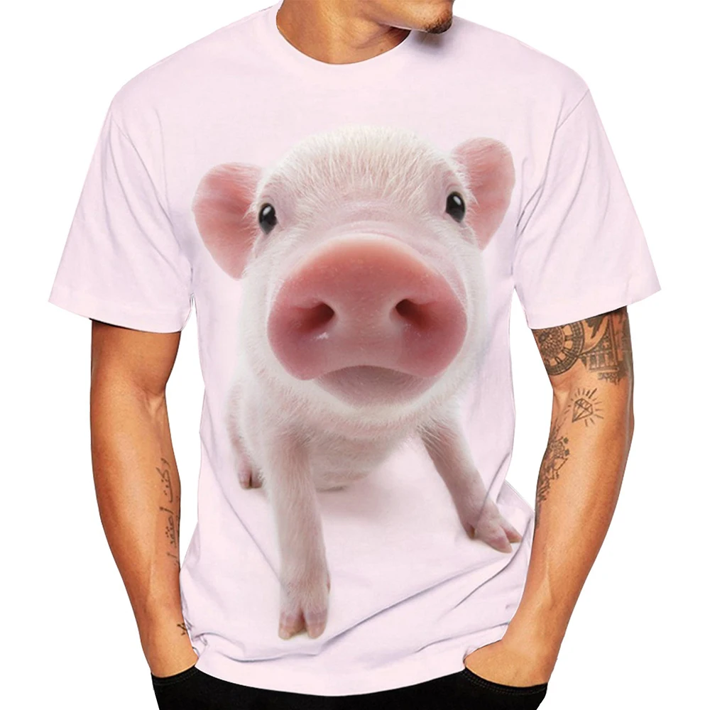 Top Trends: Summer New Man Fun Cute Pet Pig T-Shirt 3d Printed Fashion Loose Street O Neck Short Plus Size Comfortable Breathable Top Shoppable Styles