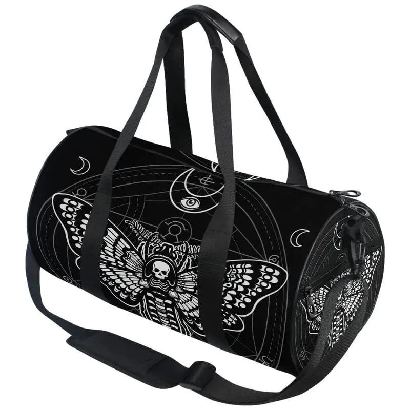 Top Trends: Black Skull Moth Duffel Bags Magic Skulls Sports Gym Bag Travel Luggage Overnight Bags For Men Women Duffel Bags For Traveling Shoppable Styles