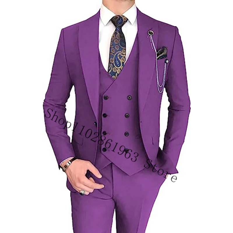 Top Trends: 2023 Tailor Made Men Suits Slim Fit Peak Lapel 3 Pieces Best Men Groom Tuexdos For Wedding Blazer+ Vest+ Pants Costume Homme Shoppable Styles - Image 3