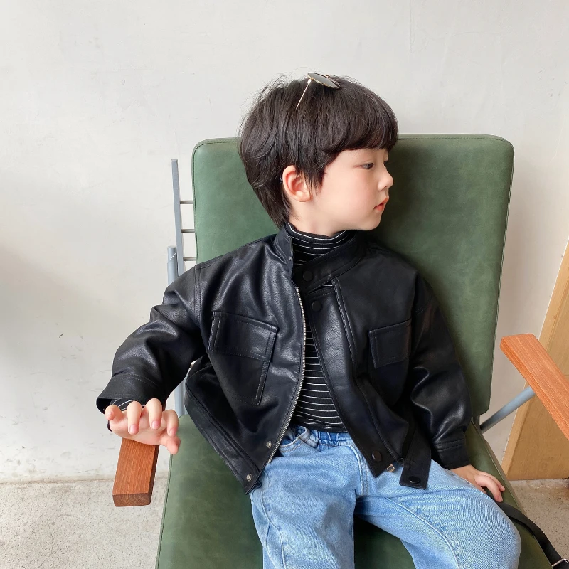 Top Trends: Children's Jacket Spring And Autumn Coat Korean Version Children's Leather Coat Handsome Children's Jacket Kids Jacket Shoppable Styles